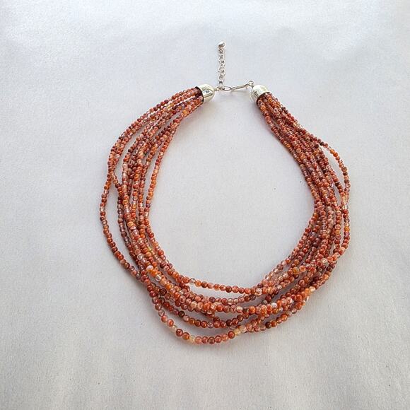 Jay King Multi 8 Strand Necklace 16" Red Agate New Western Coastal Resort - Picture 3 of 11